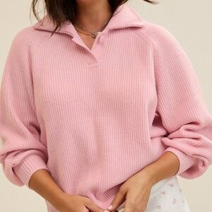 Aerie Soft Pink Cowl Neck Sweater
